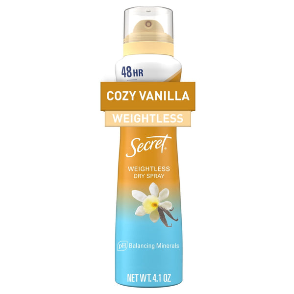 Secret Dry Spray Deodorant, Cozy Vanilla 4.1oz.)