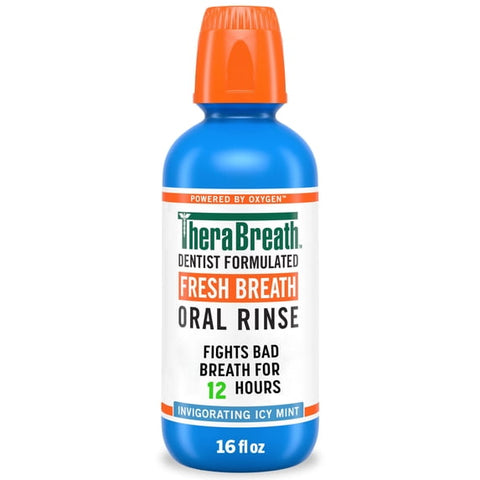 TheraBreath Fresh Breath Alcohol-Free Mouthwash, Icy Mint (16floz.)