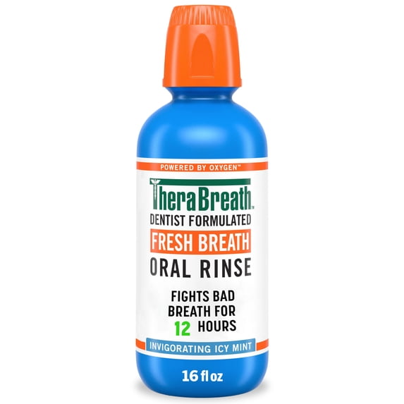 TheraBreath Fresh Breath Alcohol-Free Mouthwash, Icy Mint (16floz.)