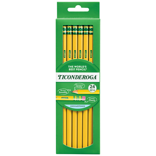 Ticonderoga Premium Wood Pencils, #2HB Unsharpened, (24ct.)