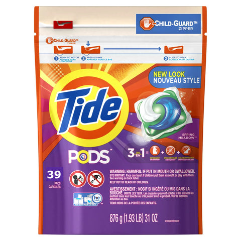 Tide PODS Liquid Laundry Detergent Pacs, Spring Meadow (39ct.)