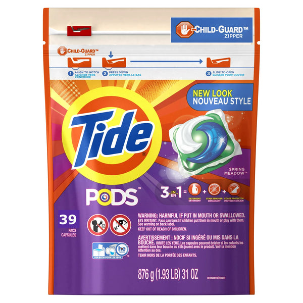 Tide PODS Liquid Laundry Detergent Pacs, Spring Meadow (39ct.)