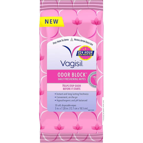 Vagisil Odor Block Daily Freshening Wipes, (20 ct.)