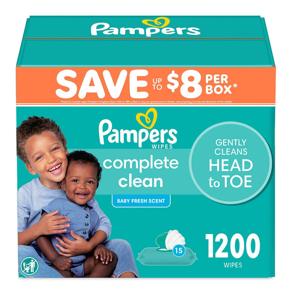Pampers Complete Clean Baby Wipes, Baby Fresh Scent (15pk., 1200ct.)