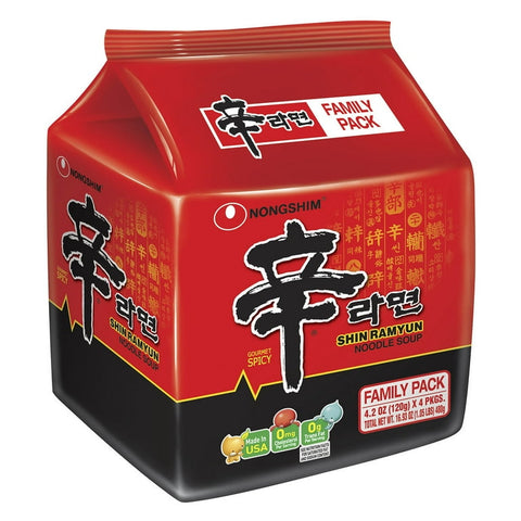 Nongshim Shin Ramyun Spicy Beef Ramen Noodle Soup, (4ct.)