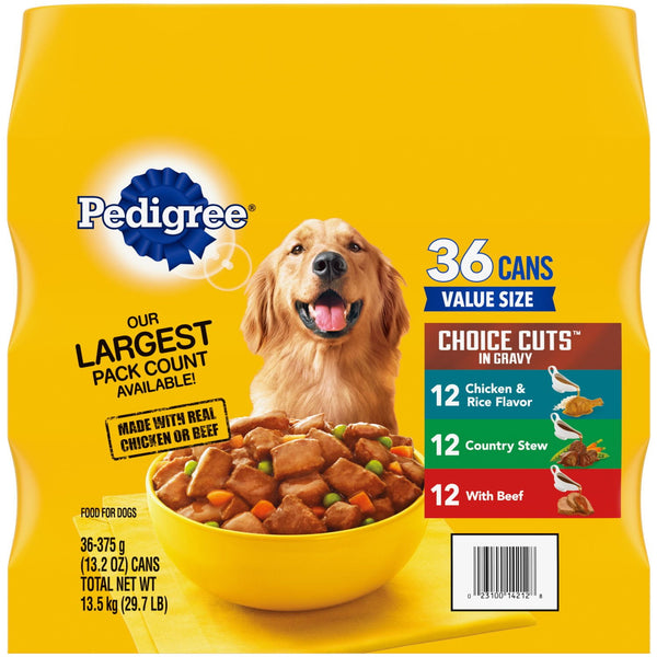 Pedigree Wet Dog Food Variety Pack, Choice Cut in Gravy (13.2 oz., 36 ct.)