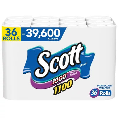 Scott 1100 1-Ply Toilet Paper (1100 sheets/roll, 36 rolls)