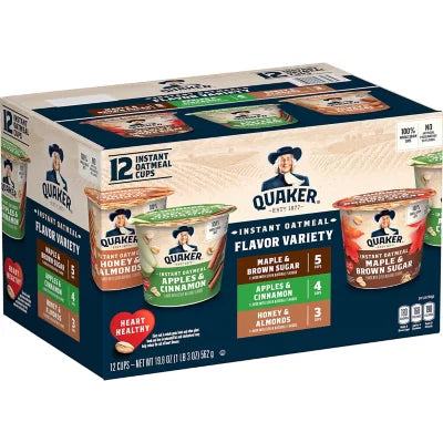 Quaker Instant Oatmeal Flavor Variety Express Cups, (12ct.)