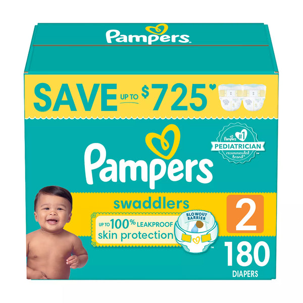 Pampers Swaddlers Diapers Size 2, (180ct.)