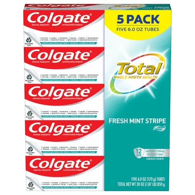 Colgate Total Gel Toothpaste, Fresh Mint Stripe (6oz., 5 pk.)