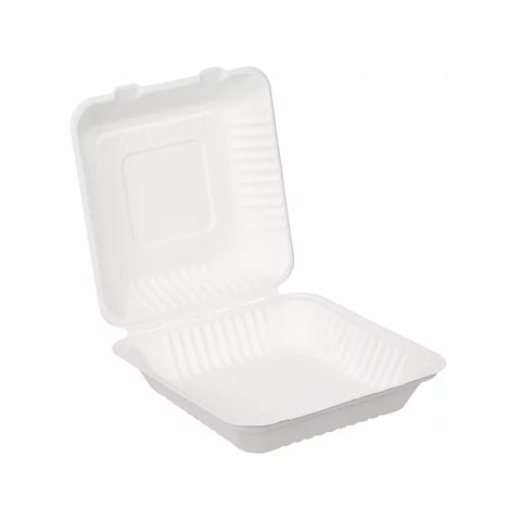 Paper Hinged Food Container, 1- Compartment, (8” x 8”)