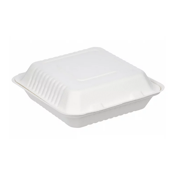 Paper Hinged Food Container, 1- Compartment, (8” x 8”)