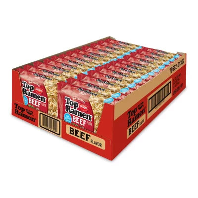 Nissin Top Ramen Beef Flavor Noodle Soup, (24ct. 3oz.)