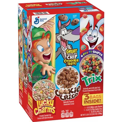 General Mills Lucky Charms, Cookie Crisp and Trix Cereal Variety Pack, (3pk.)