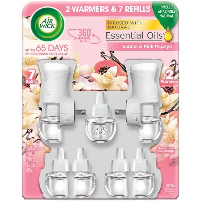 Air Wick Scented, Vanilla & Pink Papaya, (2Warmers, 7Refills)