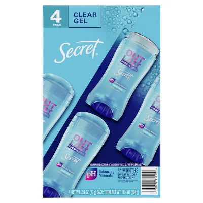 Secret Antiperspirant & Deodorant Fresh Clear Gel, Shower Fresh (2.6 oz., 4pk.)