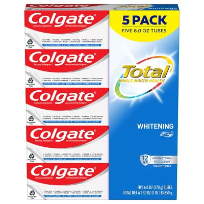 Colgate Total Gel Toothpaste, Whitening (6oz., 5 pk.)