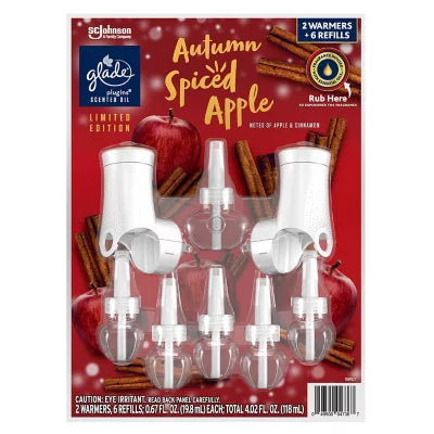 Glade PlugIns 2 Warmers + 6 Refills, Autumn Spiced Apple (Limited Edition)