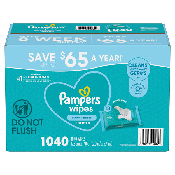 Pampers Scented Baby Wipes, (1,040ct.)