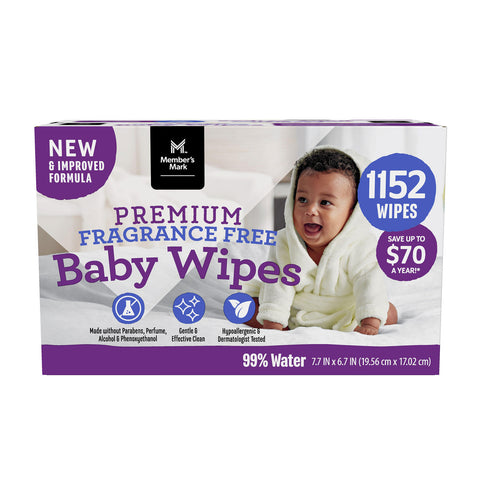 Member's Mark Premium Fragrance-Free Baby Wipes (1152 ct.)