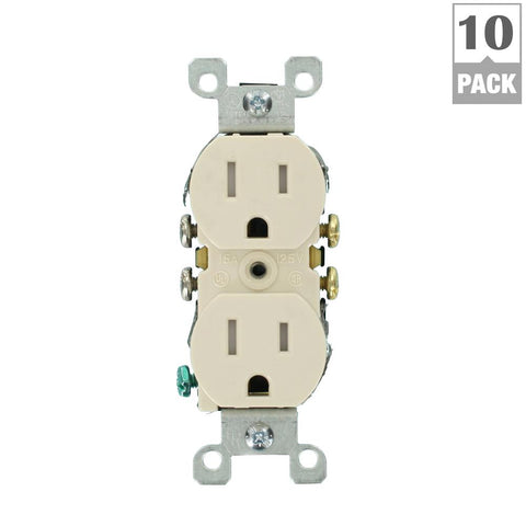 Leviton 15 Amp Tamper-Resistant Duplex Outlet, (10-Pack)