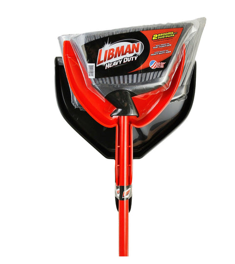 Libman Heavy Duty Brooms w/ Dustpans, 2 Pack