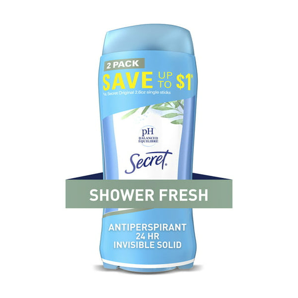 Secret Invisible Solid Deodorant, Shower Fresh (2.6 oz., 2pk.)