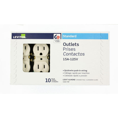 Leviton 15 Amp Duplex Outlet, (10-Pack)
