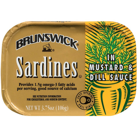 Brunswick Canned Sardine Fillets in Mustard & Dill Sauce, (3.75oz.)