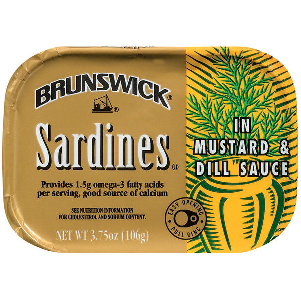 Brunswick Canned Sardine Fillets in Mustard & Dill Sauce, (3.75oz.)