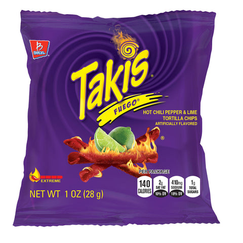 Takis Fuego Hot Chili Pepper and Lime Tortilla Chips, (46 pk./1 oz.)