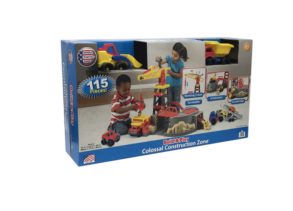 American Plastic Toys Build & Play Colossal Construction Zone Play Vehicle Set
