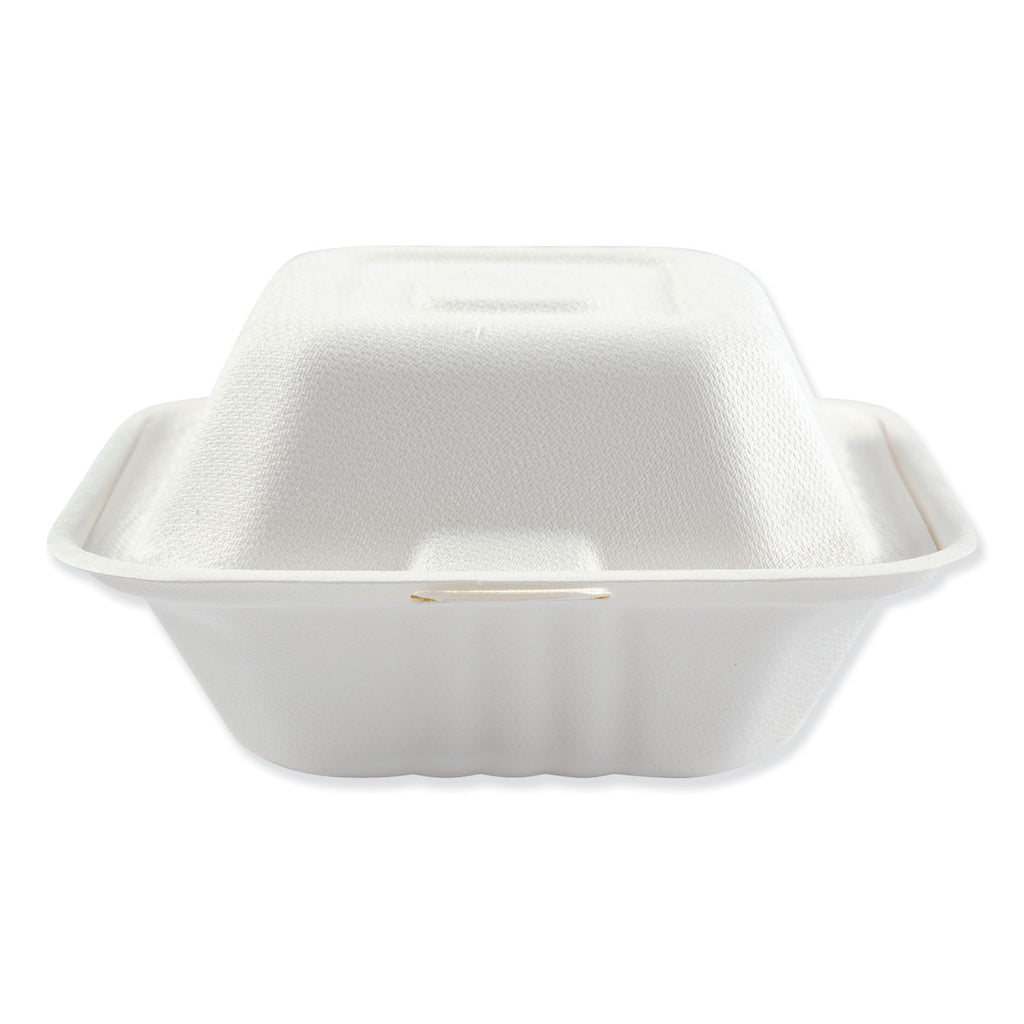 Paper Hinged Food Container, 1- Compartment, (6” x 6”)