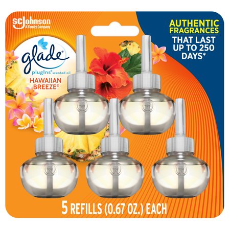Glade PlugIns Scented Oil Air Freshener Refill, (5ct/0.84oz)  (Hawaiian Breeze)