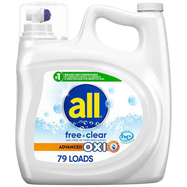 all Free Clear Liquid Laundry Detergent, Advanced OXI (141 oz.,94 loads)