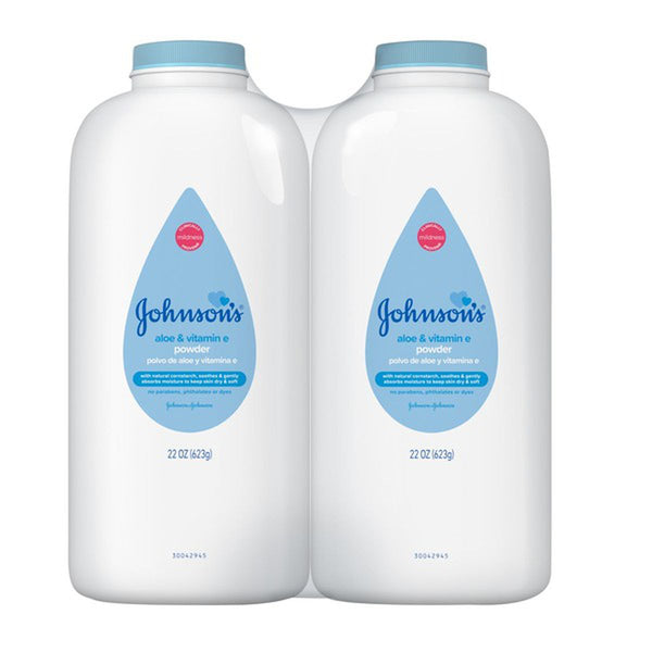 Johnson's Naturally Derived Cornstarch Baby Powder with Aloe & Vitamin E, (2 pk./22 oz.)