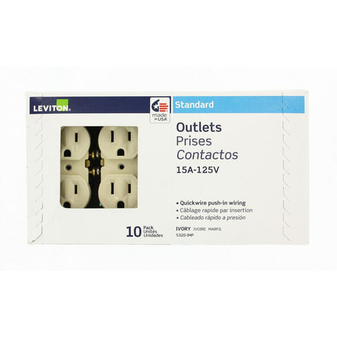 Leviton 15 Amp Duplex Outlet, (10-Pack)