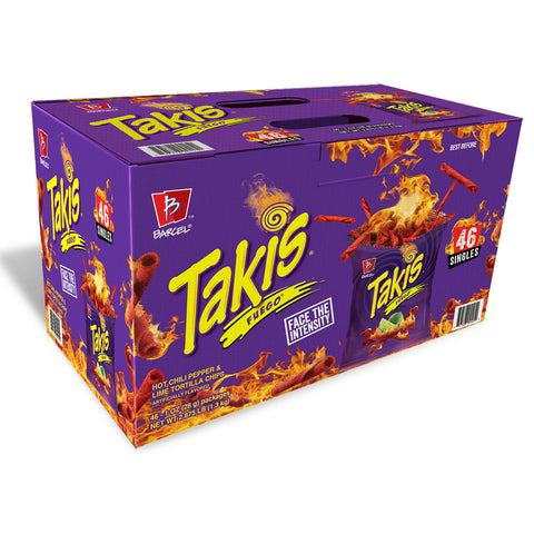 Takis Fuego Hot Chili Pepper and Lime Tortilla Chips, (46 pk./1 oz.)