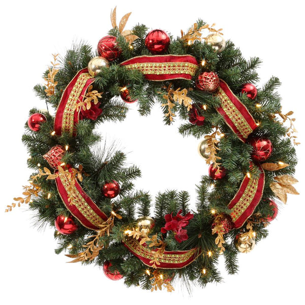 Home Accents Holiday 30” Artificial Battery Operated Pre-Lit Wreath