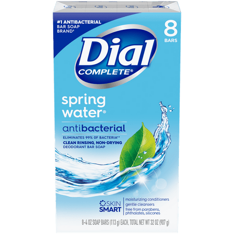 Dial Antibacterial Deodorant Soap, Spring Water (8/4 oz.)
