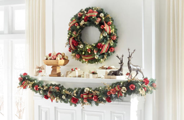 Home Accents Holiday 30” Artificial Battery Operated Pre-Lit Wreath