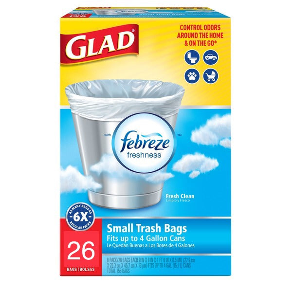 Glad 4 Gal Trash Bags, Fresh Clean (26ct.)