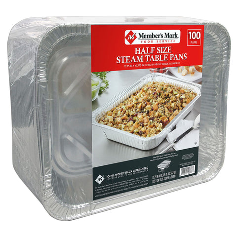 Member's Mark Aluminum Steam Table Pans, Half Size (100 ct.)