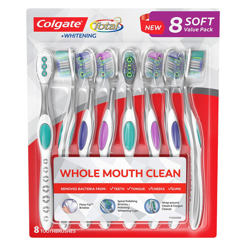 Colgate Total Whitening Toothbrush, Soft (8 pk.)