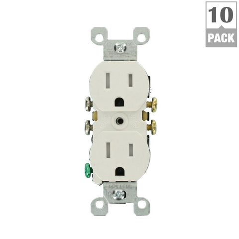 Leviton 15 Amp Tamper-Resistant Duplex Outlet, (10-Pack)