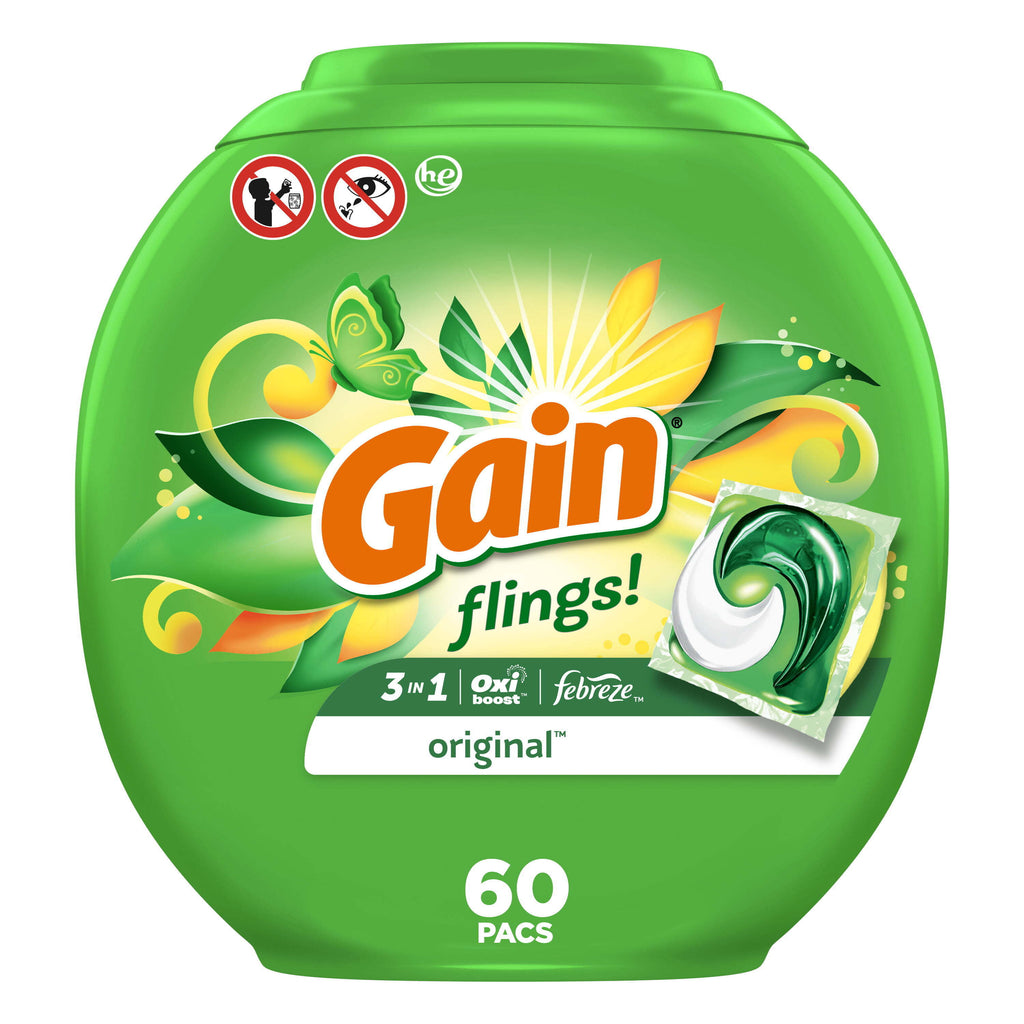 Gain Flings Laundry Detergent Pacs, Original Scent, (60 ct.)