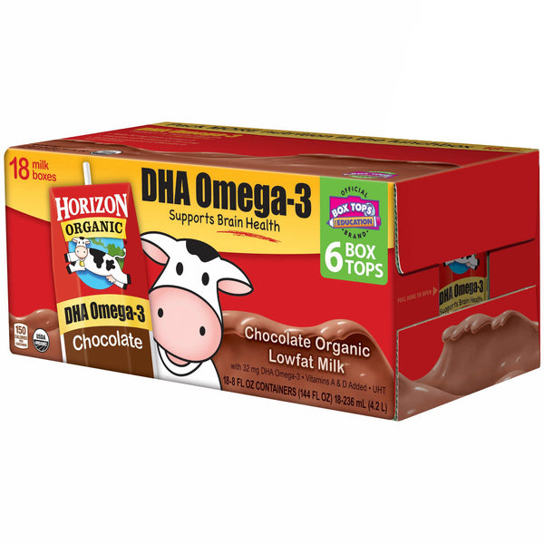 Horizon Organic DHA Omega-3 Chocolate Low-Fat Milk, 18 pk./8 oz.