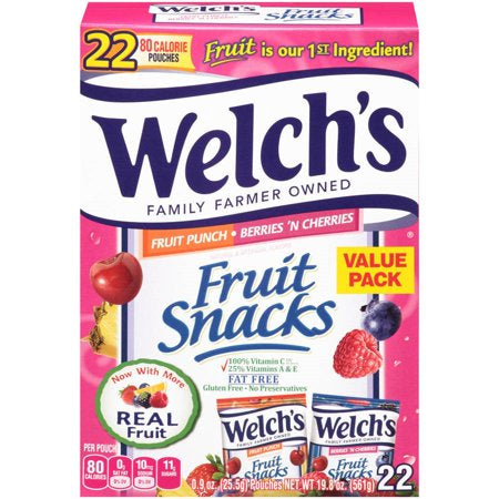 Welch's Fruit Snacks, Fruit Punch & Berries N' Cherries (22ct./0.9oz.)