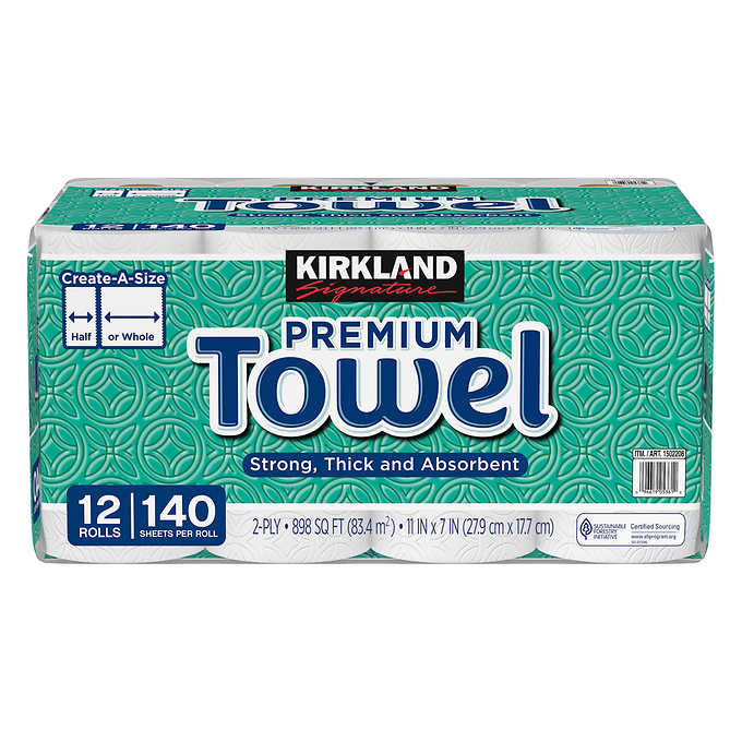 Kirkland Signature Create-a-Size Paper Towels, 2-Ply (140 Sheets, 12ct.)