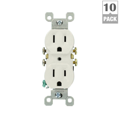Leviton 15 Amp Duplex Outlet, (10-Pack)